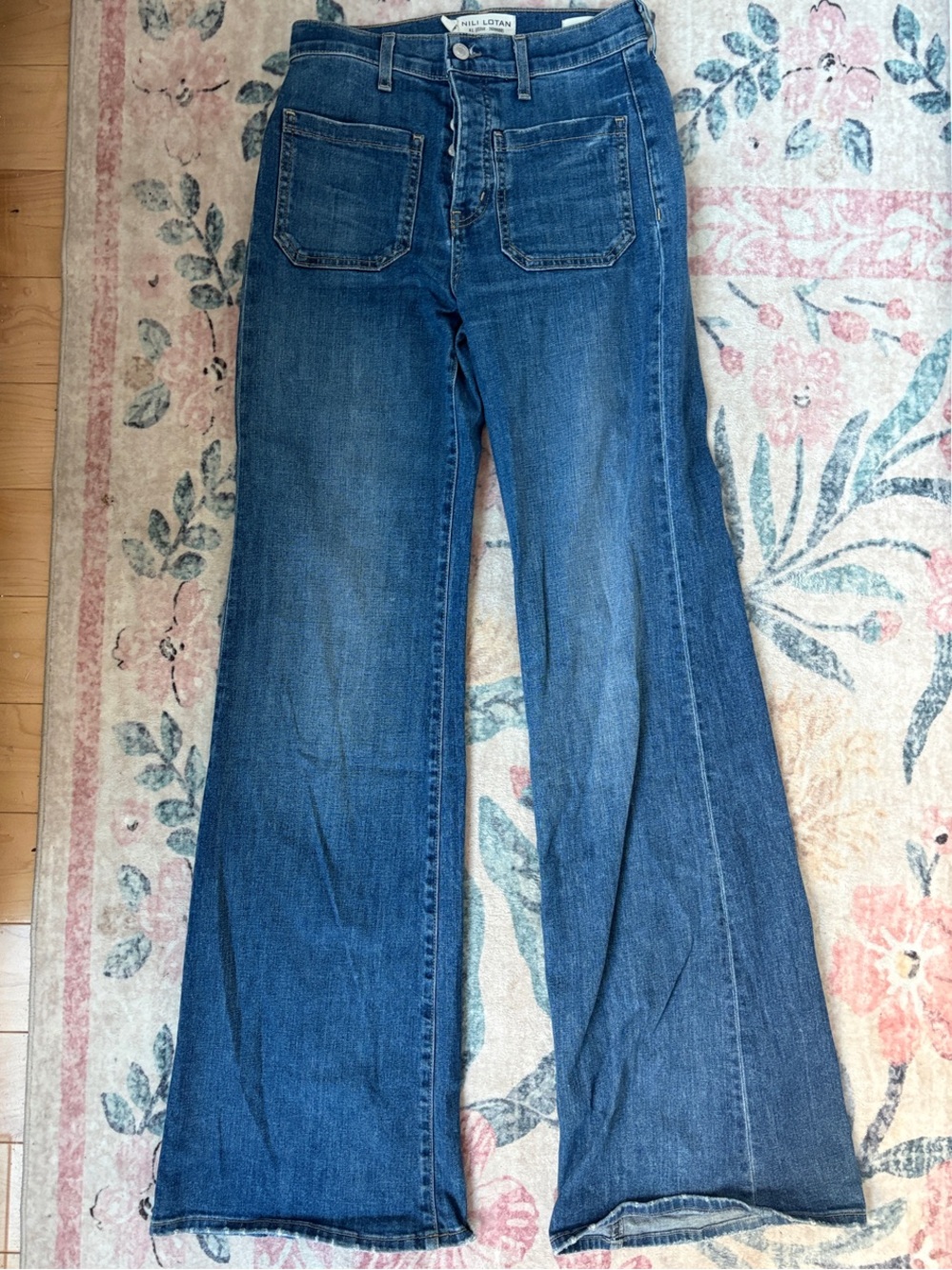 Nili Lotan Indigo Wide-Leg Flare Jeans